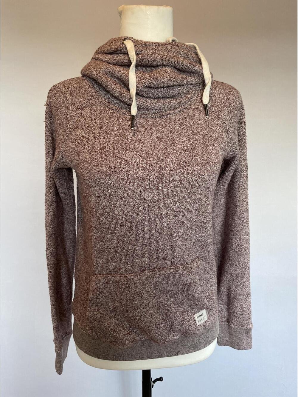 Garage Y2K Cowl Neck Pull Over Hoodie Heather Purple Maroon Small